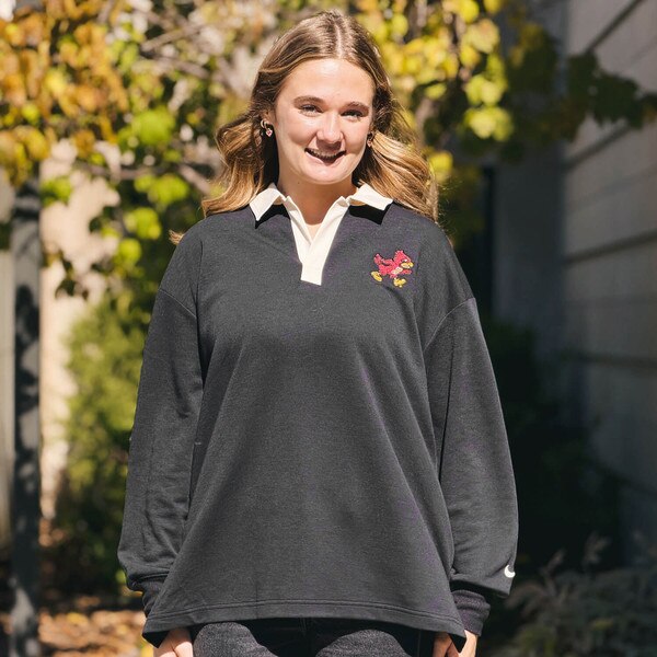 Nike® Women's Walking Cy Black Oversized Long Sleeve Polo